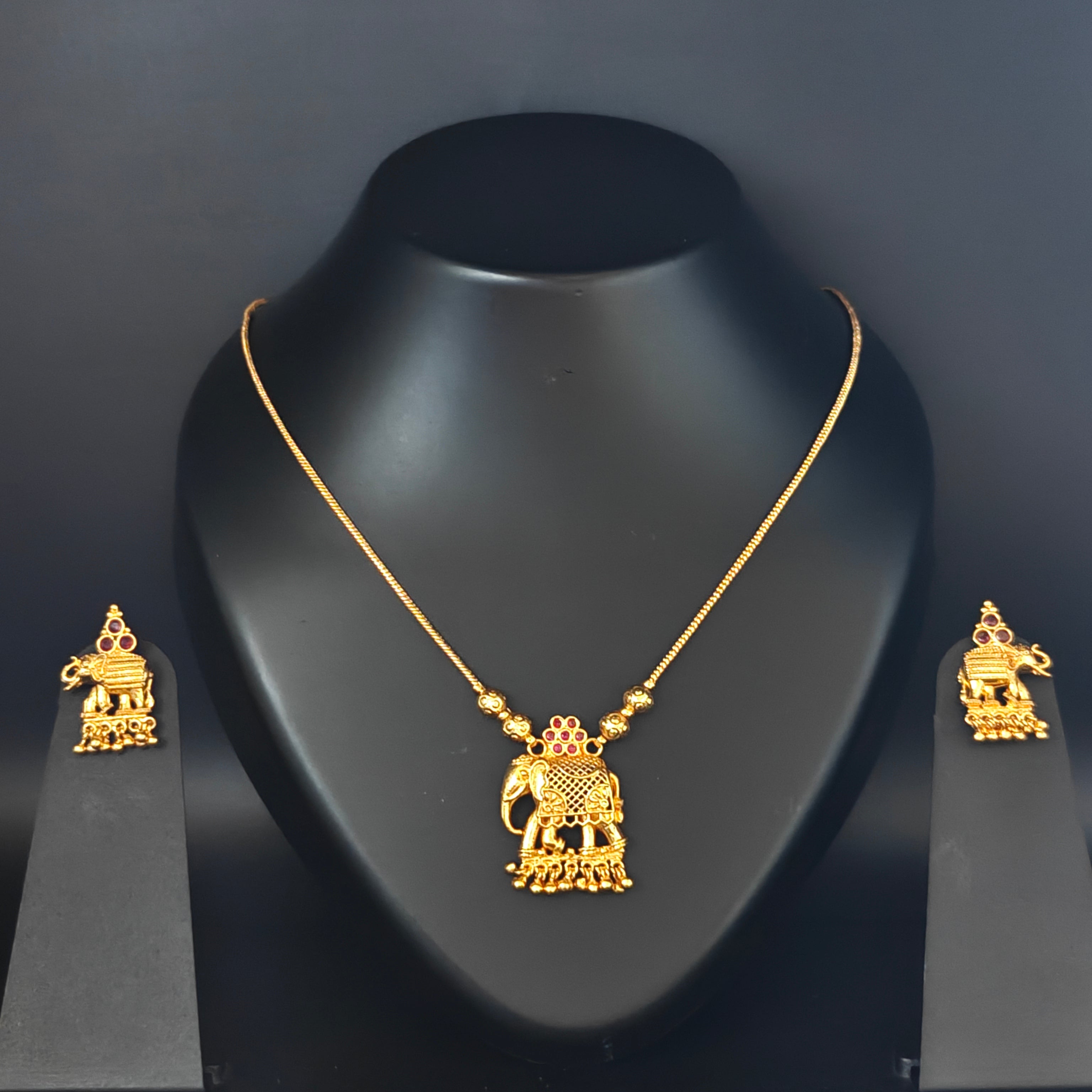 Premium Plated Necklace set(Premium Plated Traditional Elephant Pendant Necklace Set)
