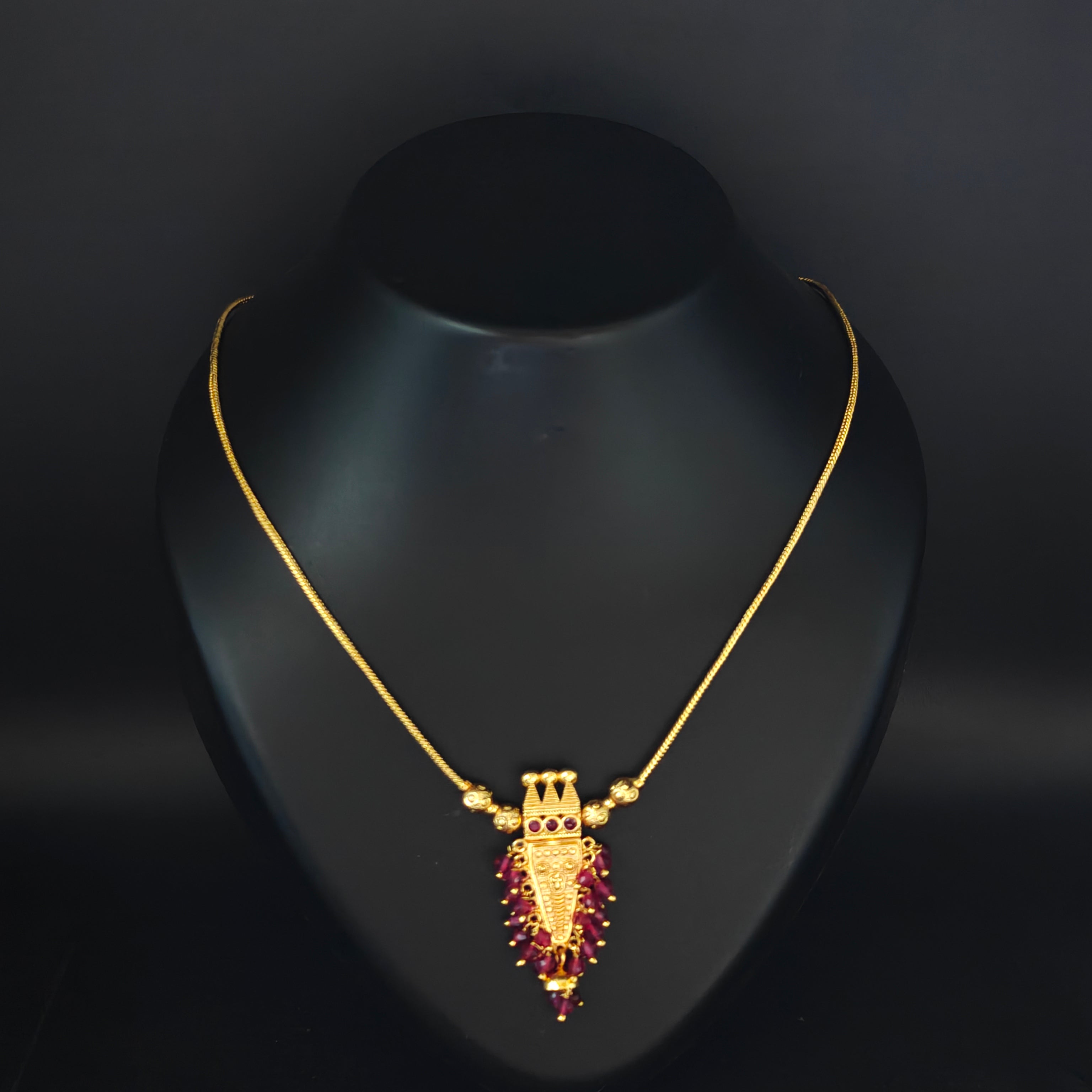 Premium Plated Jewelry(Premium Gold-Toned Temple Pendant Necklace)