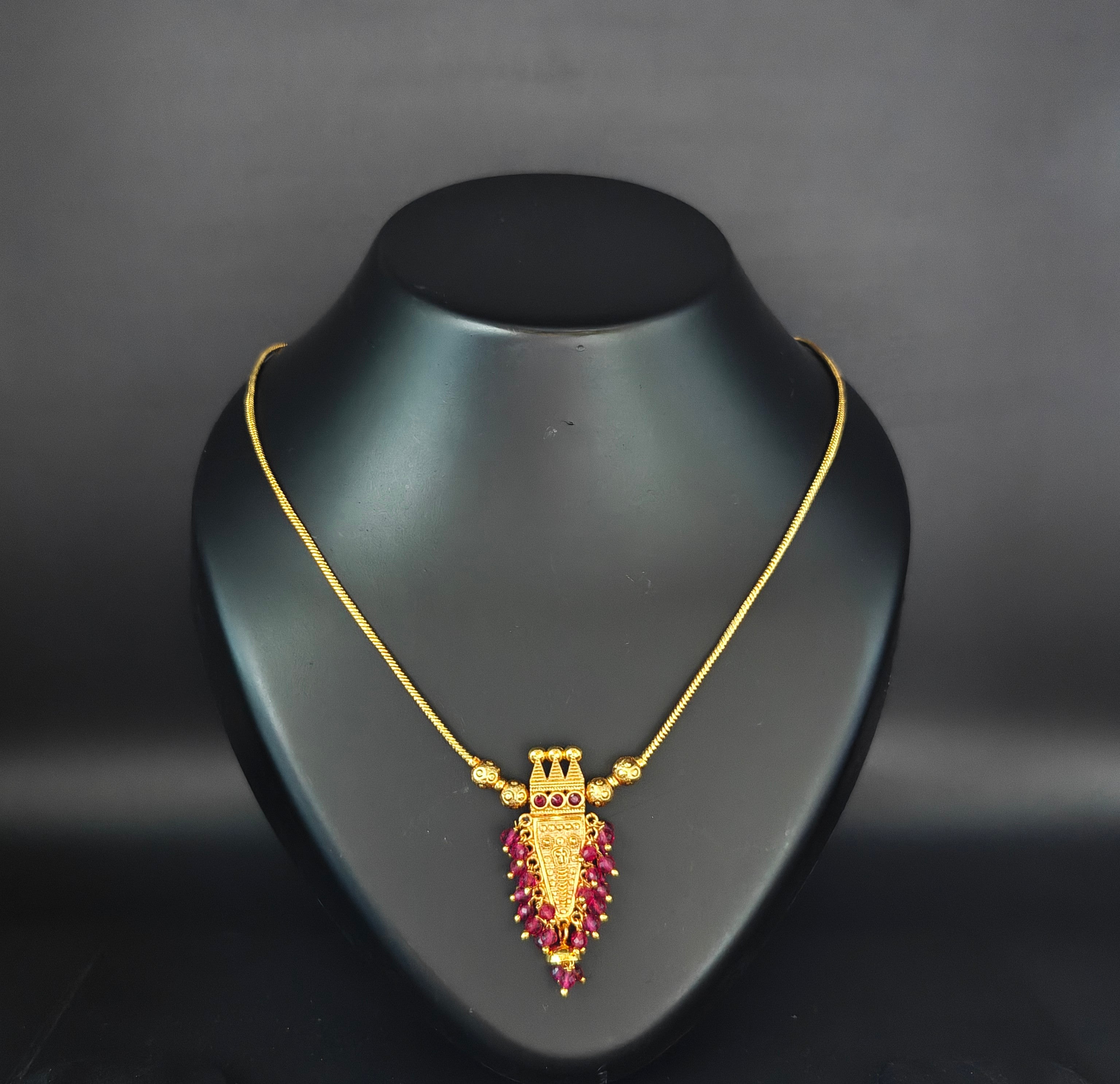 Premium Plated Jewelry(Premium Gold-Toned Temple Pendant Necklace)