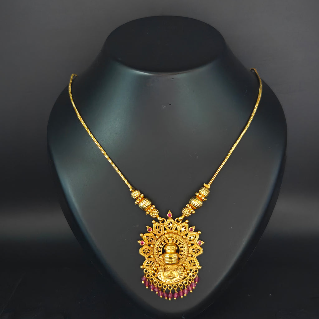 Premium Plated Jewelery(Premium Gold-Toned Traditional Temple Pendant Necklace)
