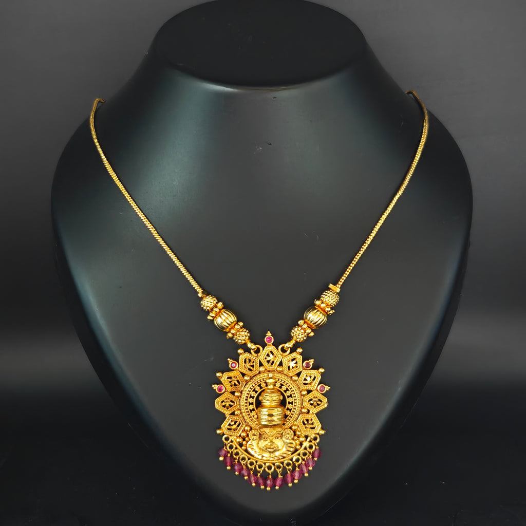 Premium Plated Jewelery(Premium Gold-Toned Traditional Temple Pendant Necklace)