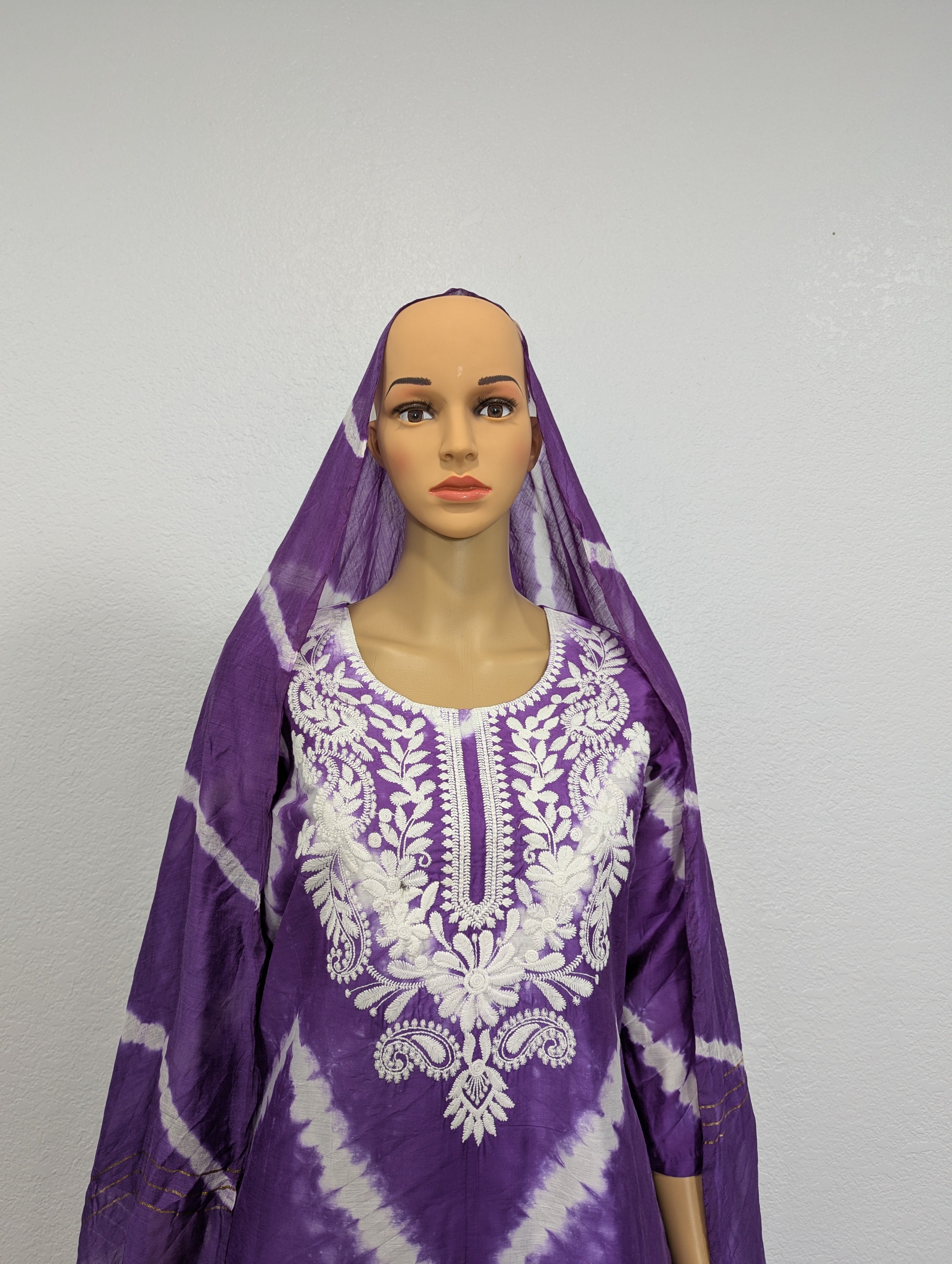 Kurta set with Dupatta set(Purple Tie-Dye Kurta Set with Dupatta)