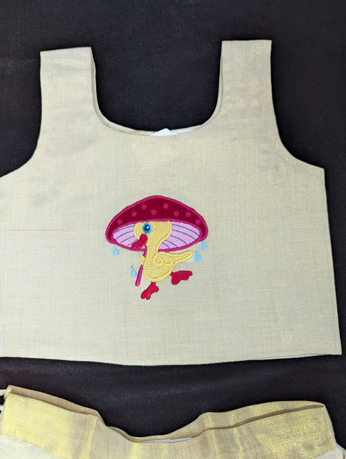Kids Pattu Pavadai (Premium Kerala Kasavu Pattu Pavadai Set for Girls – Traditional Festive Wear)